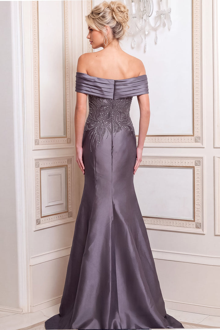 Jovani 52036 beaded mermaid evening dress, back