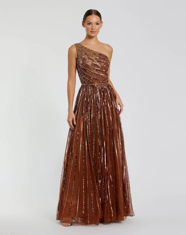 Mac Duggal 5220 Embellished One Shoulder A-Line Gown
