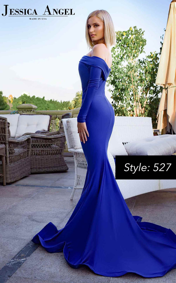 Jessica Angel 527 long sleeve mother of the bride dress back view