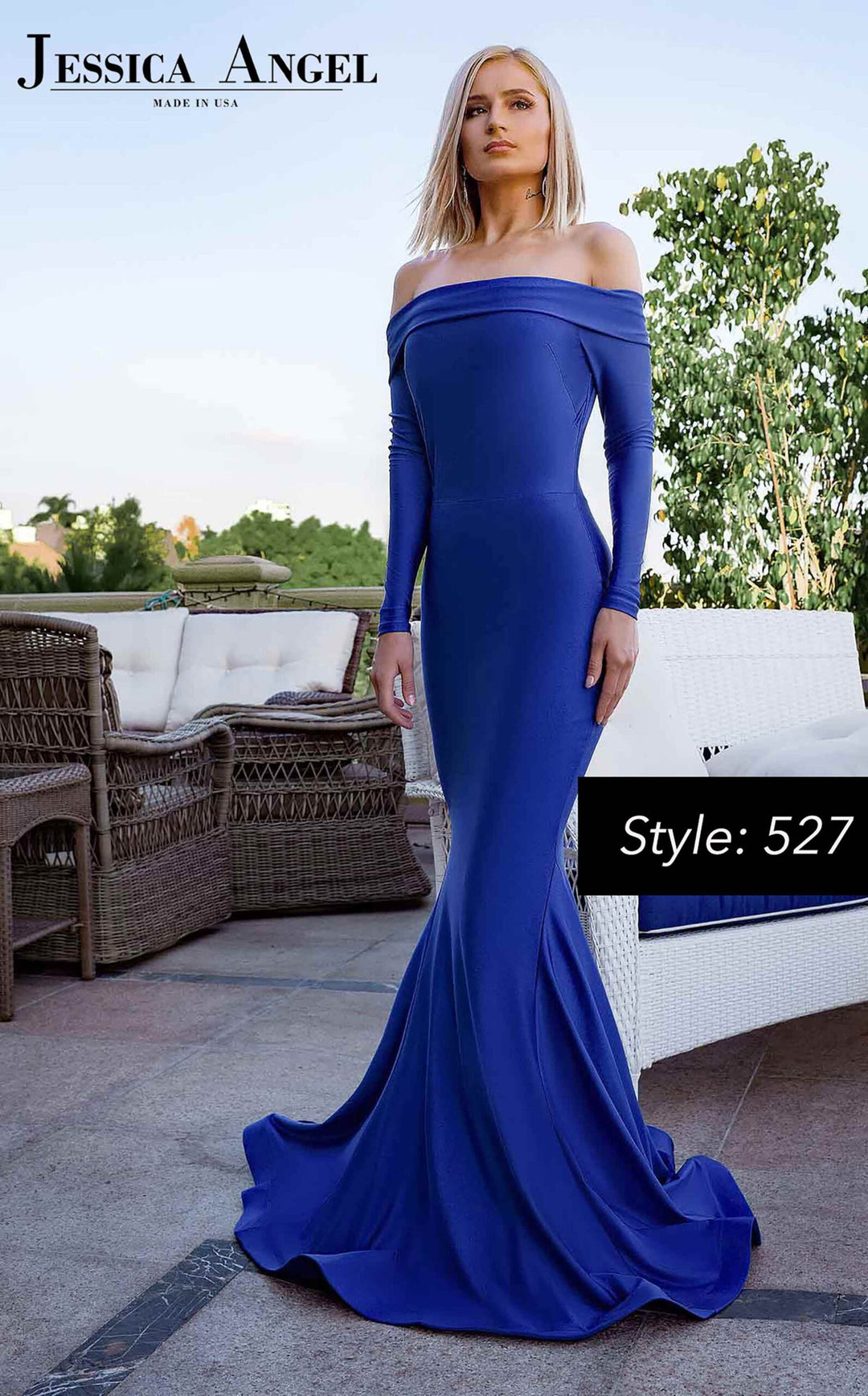 Jessica Angel 527 long sleeve mother of the bride dress front view