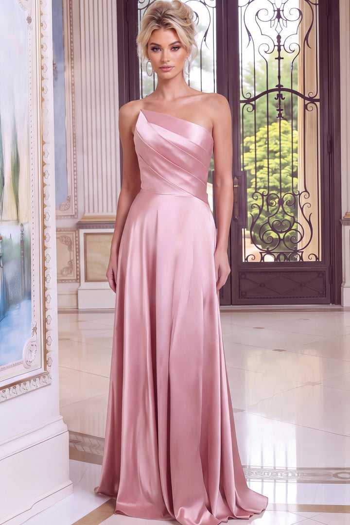 Jovani 53321 one-shoulder A-line evening dress, side