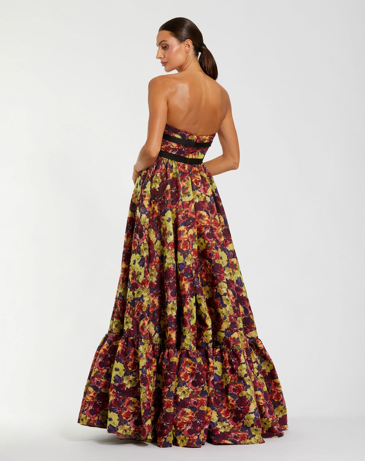 Mac Duggal 56166 Multicolor Sleeveless Brocade A-Line Gown