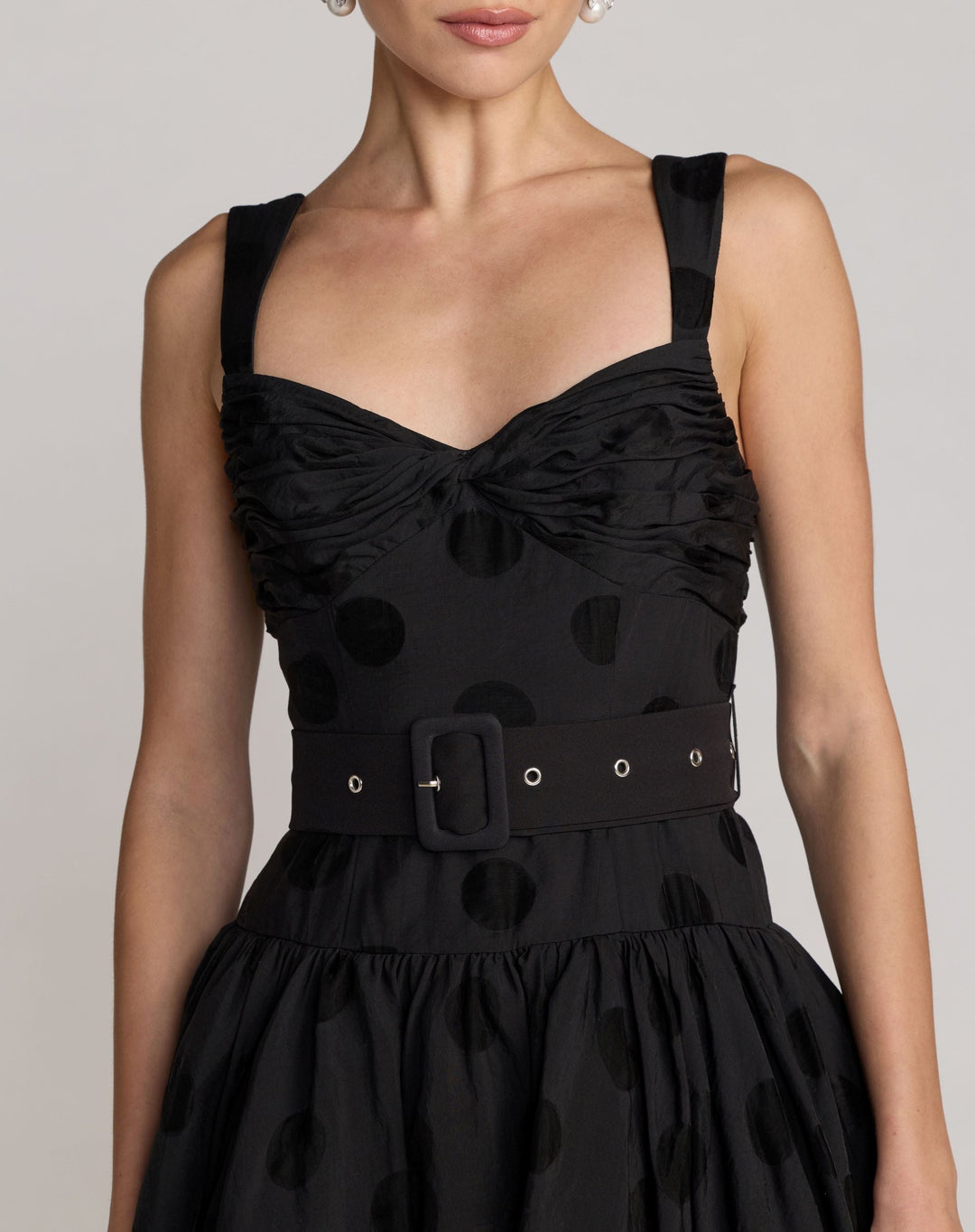 Mac Duggal 56282 Polka Dot Belted Midi Dress