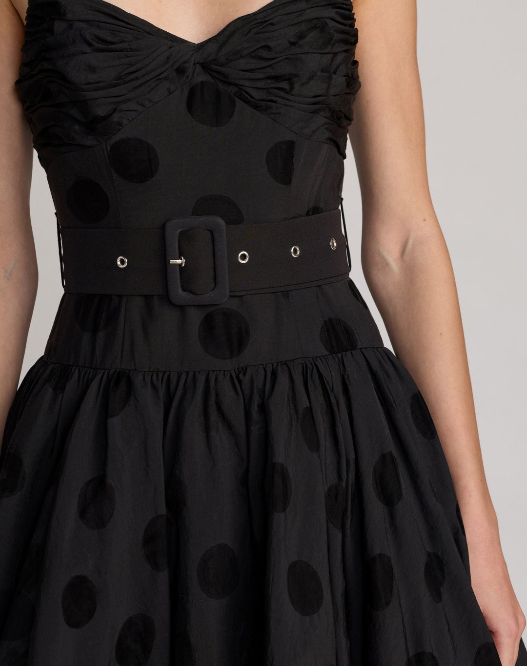 Mac Duggal 56282 Polka Dot Belted Midi Dress