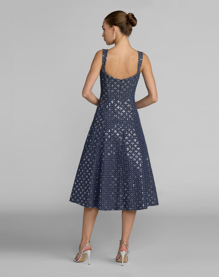 Mac Duggal 56300 Sleeveless Sequin Denim Midi Dress