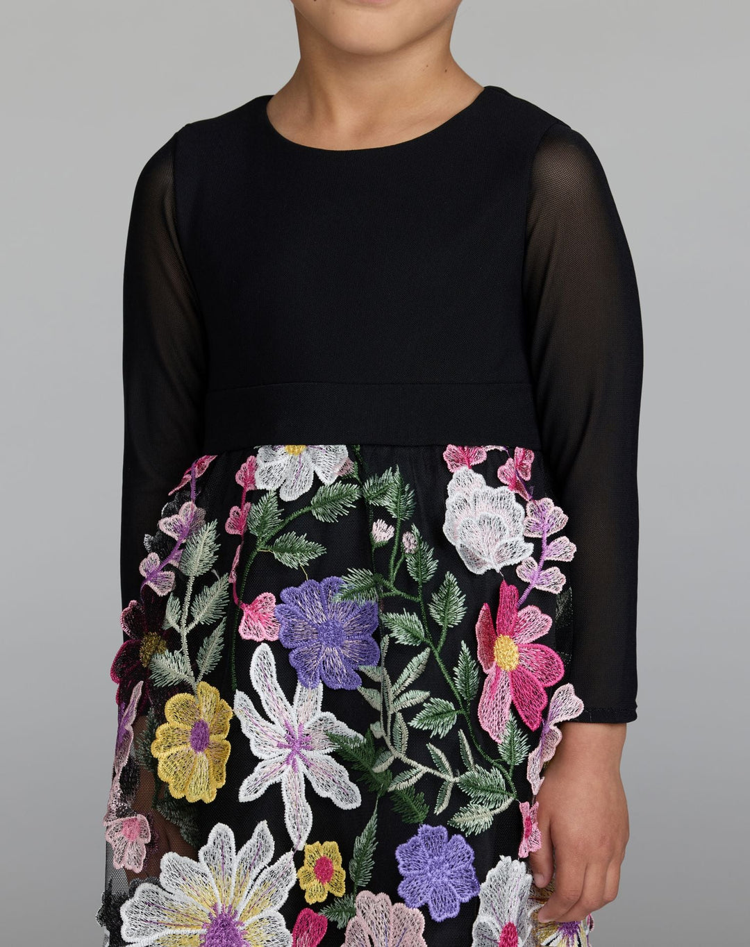 Mac Duggal 56539 Girls Long Sleeve Floral Embroidered Dress