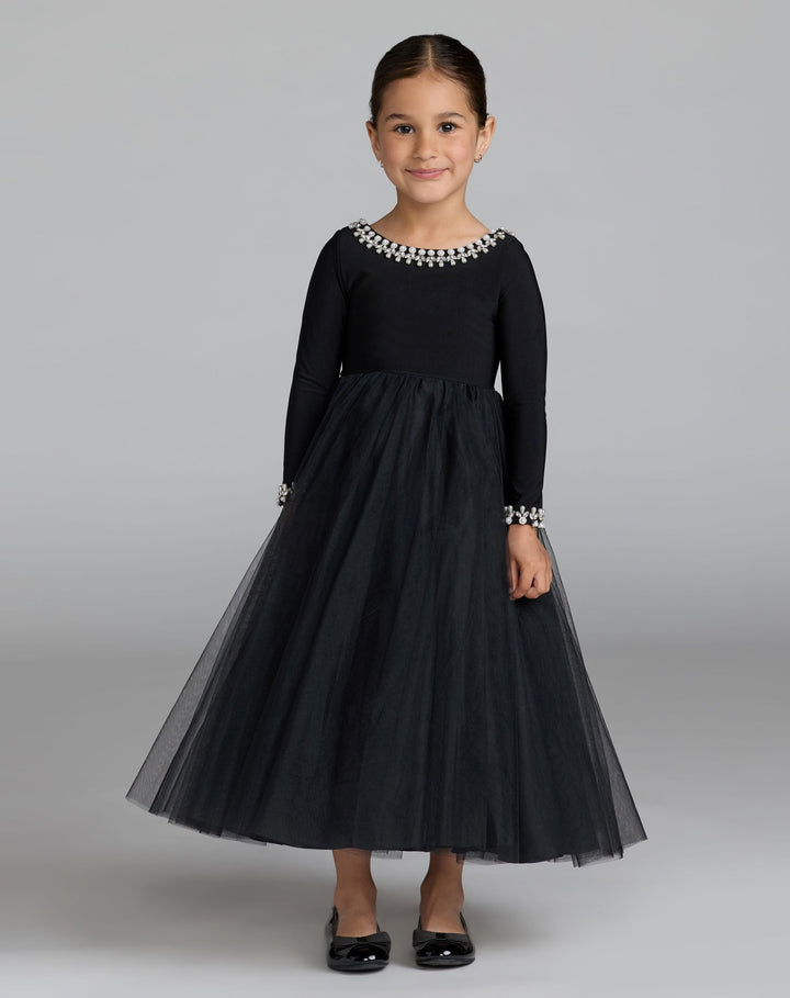 Mac Duggal 56541 Girls Long Sleeve Embellished A-Line Dress