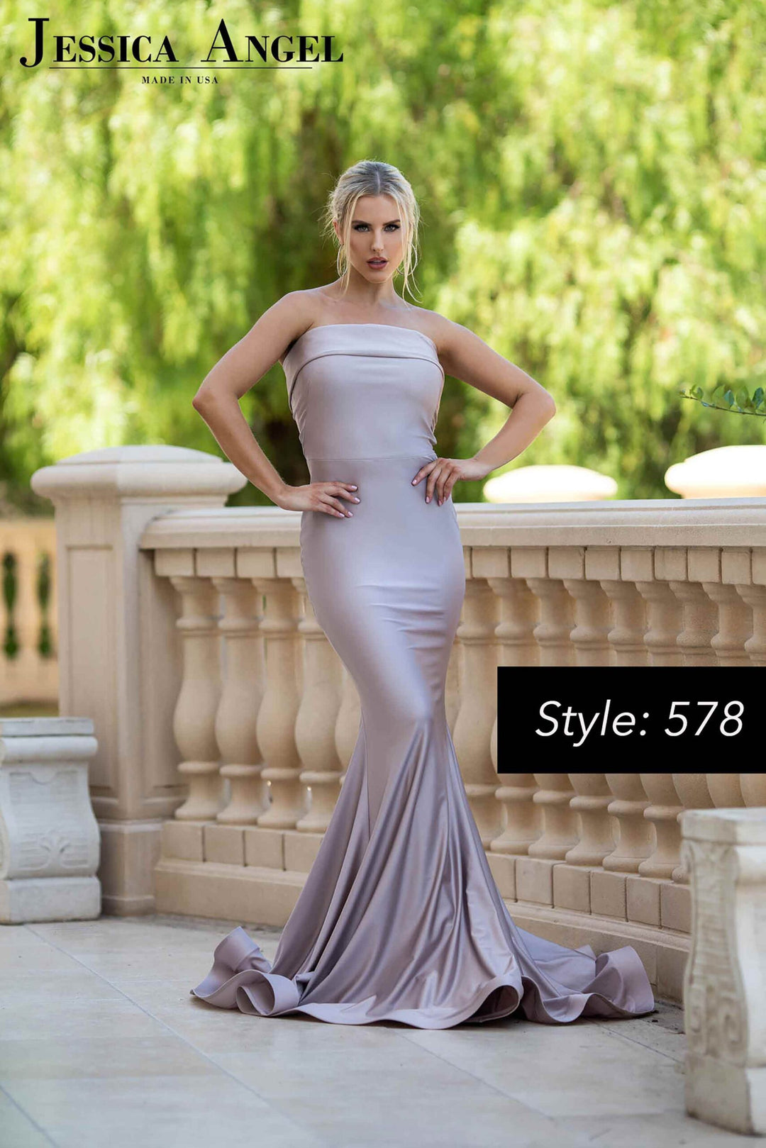 Jessica Angel 578 strapless mermaid evening gown front view