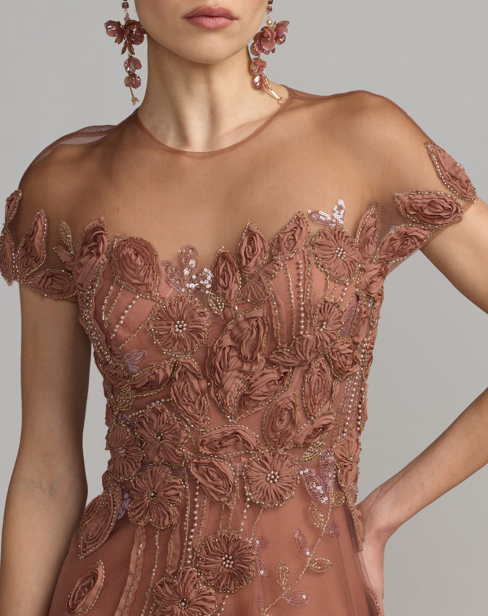 Mac Duggal 69003 Embellished Lace Illusion Neck A-Line Cocktail Dress