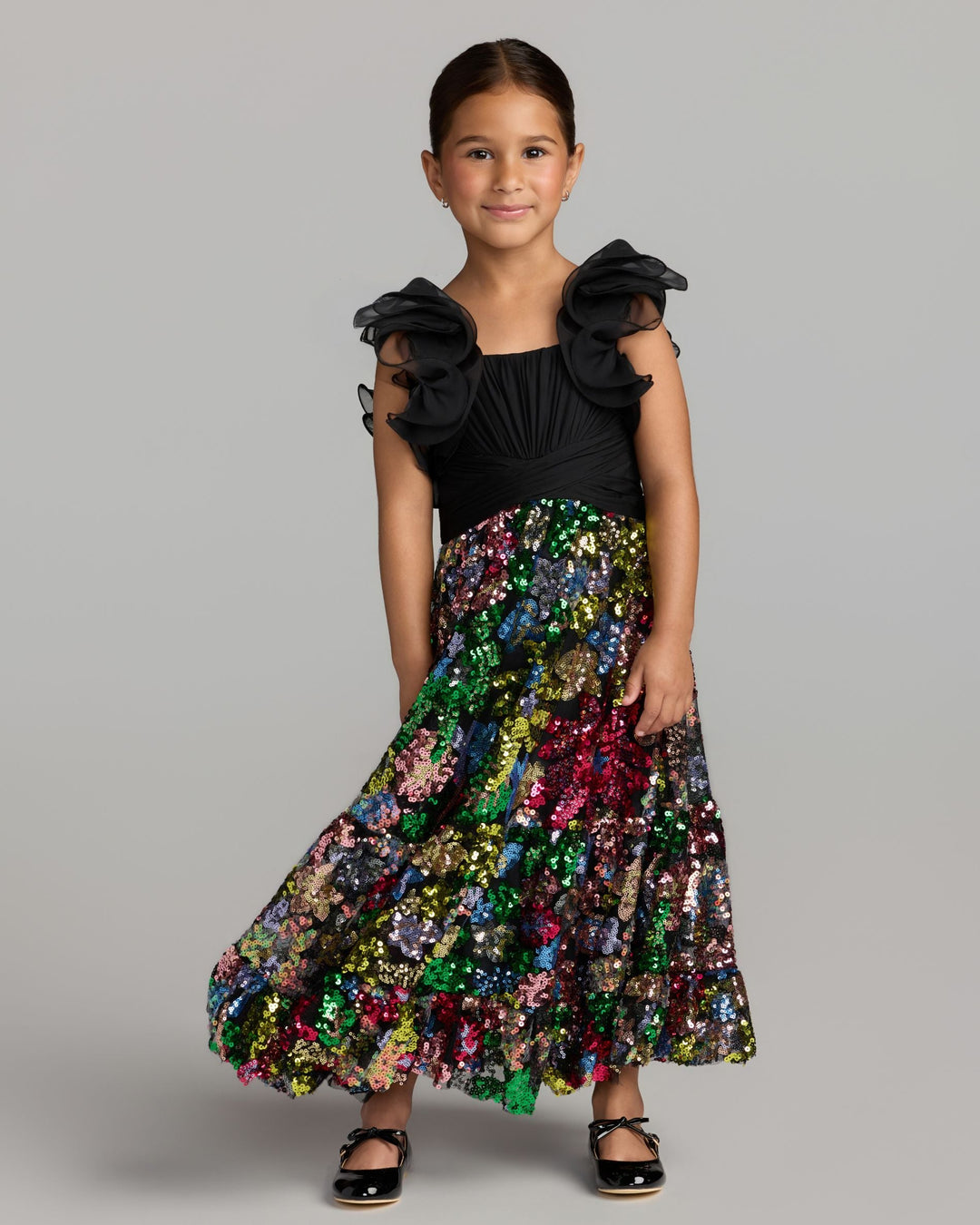 Mac Duggal 69317 Girls Ruffle Sleeve Sequin Dress