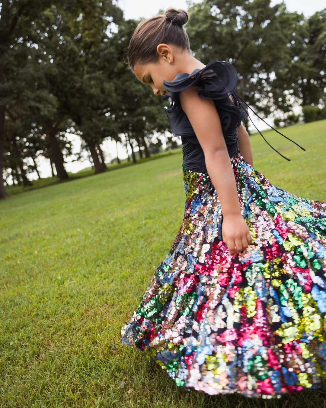 Mac Duggal 69317 Girls Ruffle Sleeve Sequin Dress