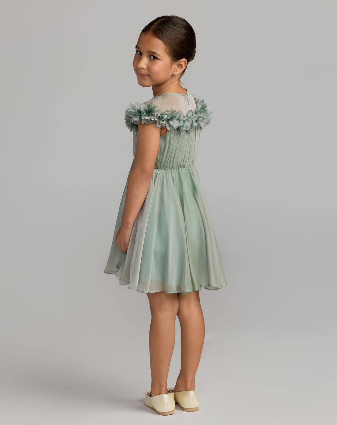 Mac Duggal 69319 Girls Midi Dress With 3D Flowers