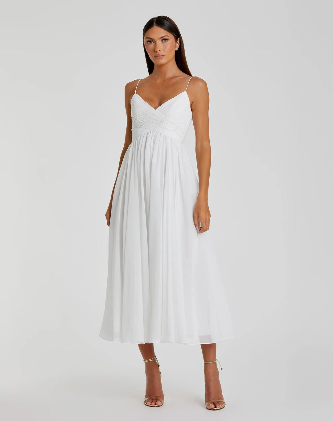 Mac Duggal 70099 Faux Wrap Sleeveless Flowy Midi Dress