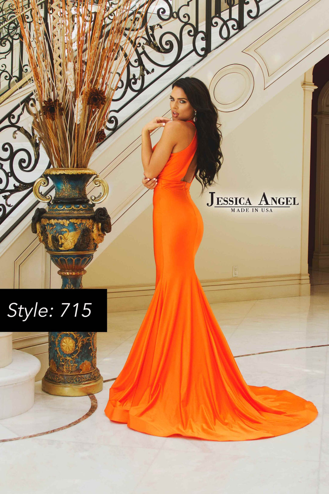 Jessica Angel 715 sleeveless jersey mermaid gown back view