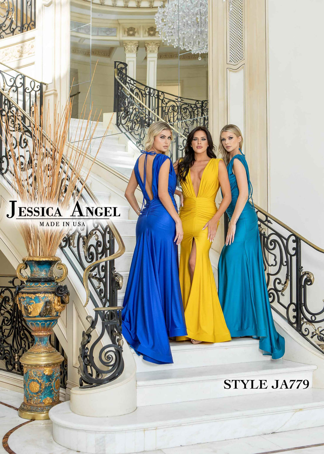 Jessica Angel 779 jersey gown with slit back view