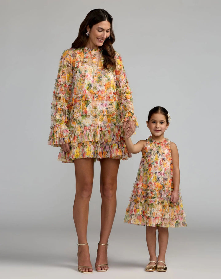 Mac Duggal 8059 Girls Floral Printed Ruffle Mini Dress