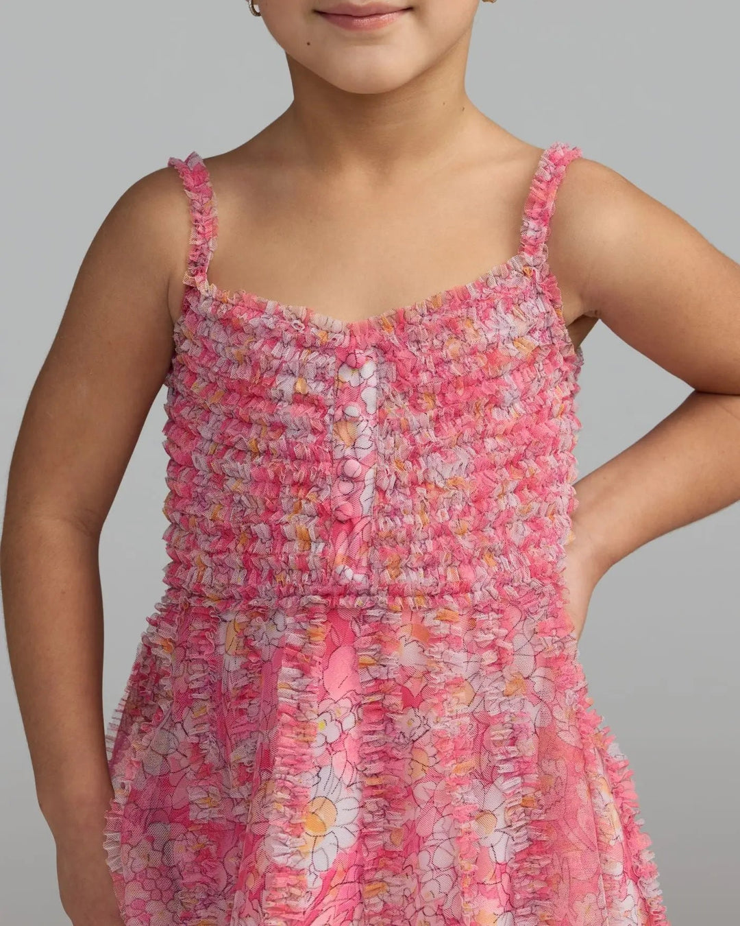 Mac Duggal 8068 Girls Floral Print Ruffle Mini Dress