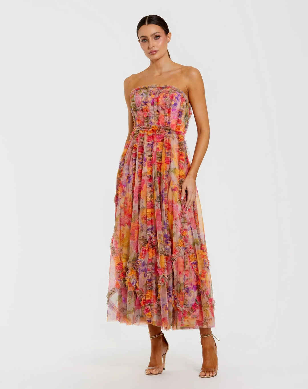 Mac Duggal 8308 Strapless Floral Ruffle Dress