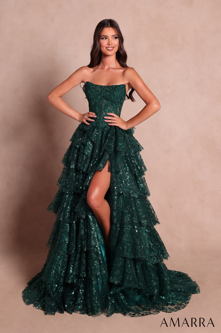 AMARRA 89483 Strapless Ruffle BallGown Prom Dress 2026