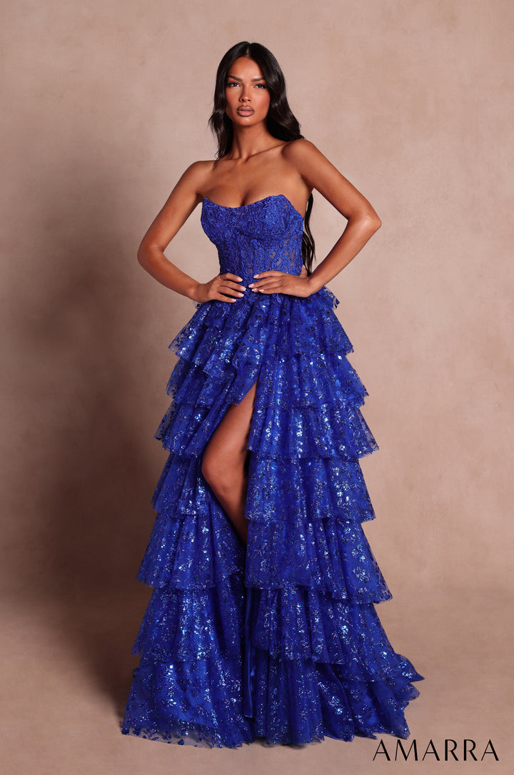 AMARRA 89483 Strapless Ruffle BallGown Prom Dress 2026