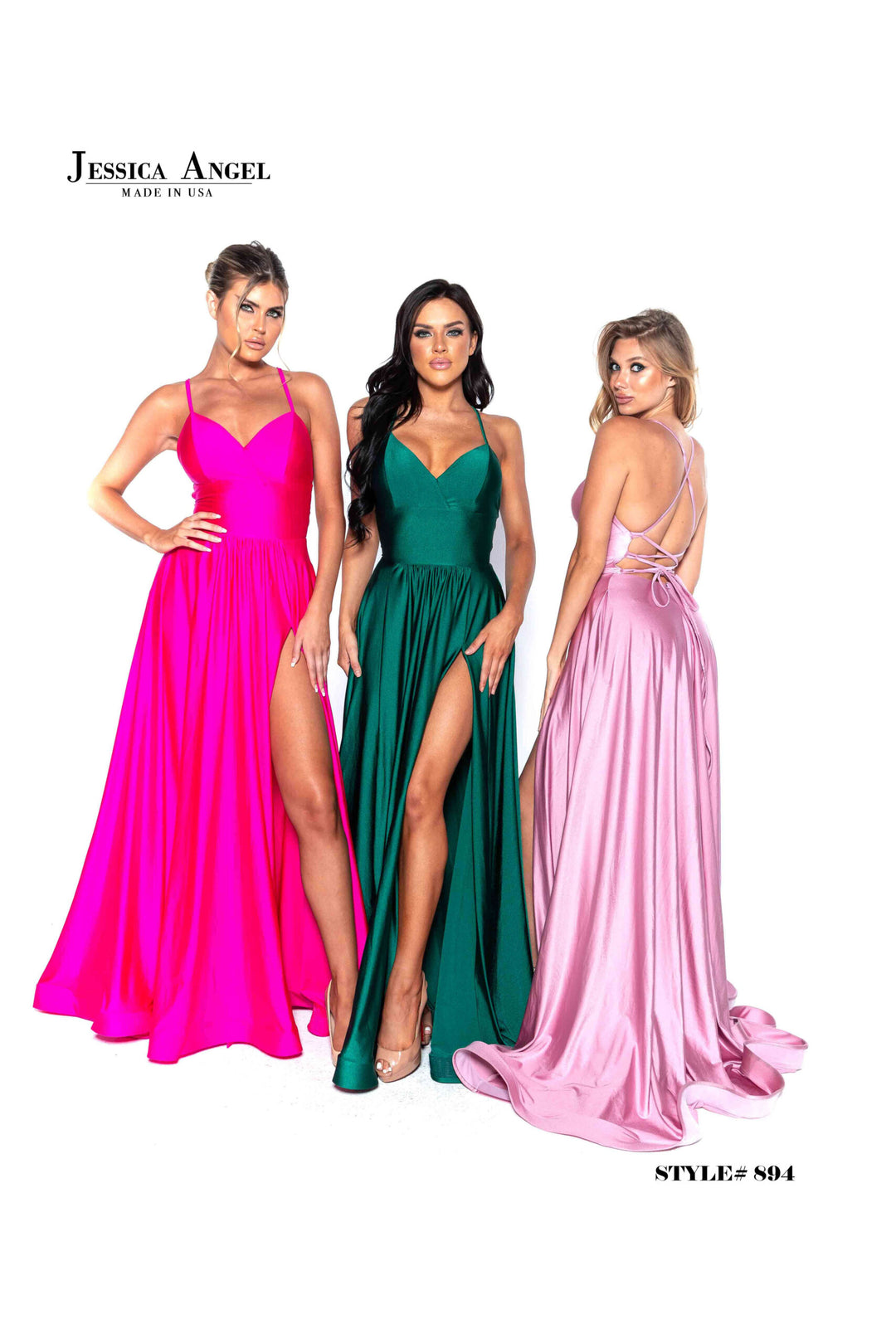 Jessica Angel 894 V-Neck Embellished Strap Back Jersey A-Line Gown view 9