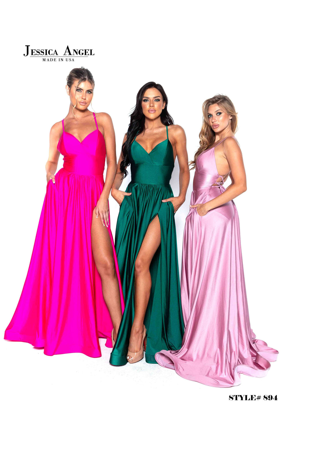 Jessica Angel 894 V-neck embellished back jersey A-line gown alternate view 5
