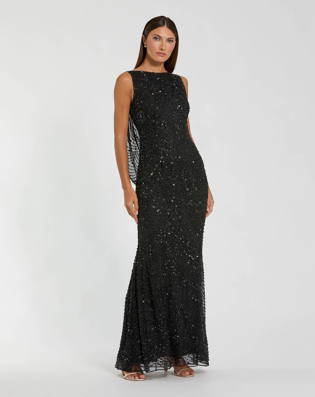 Mac Duggal 94182 Beaded Open Back Column Gown