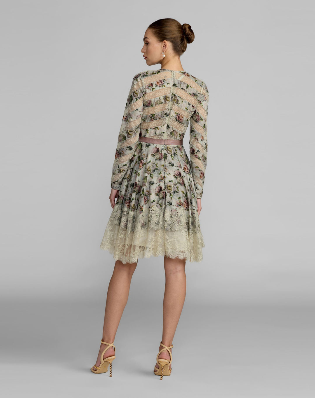 Mac Duggal 94355 Floral Long Sleeve Cotton Mini Dress