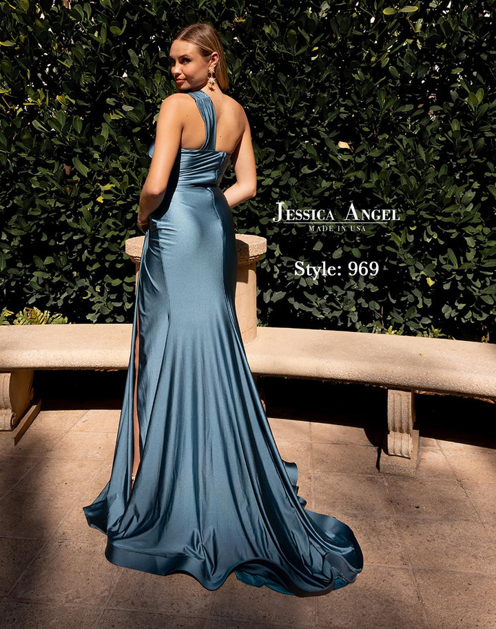 Jessica Angel 969 gown with sweep train back view 2
