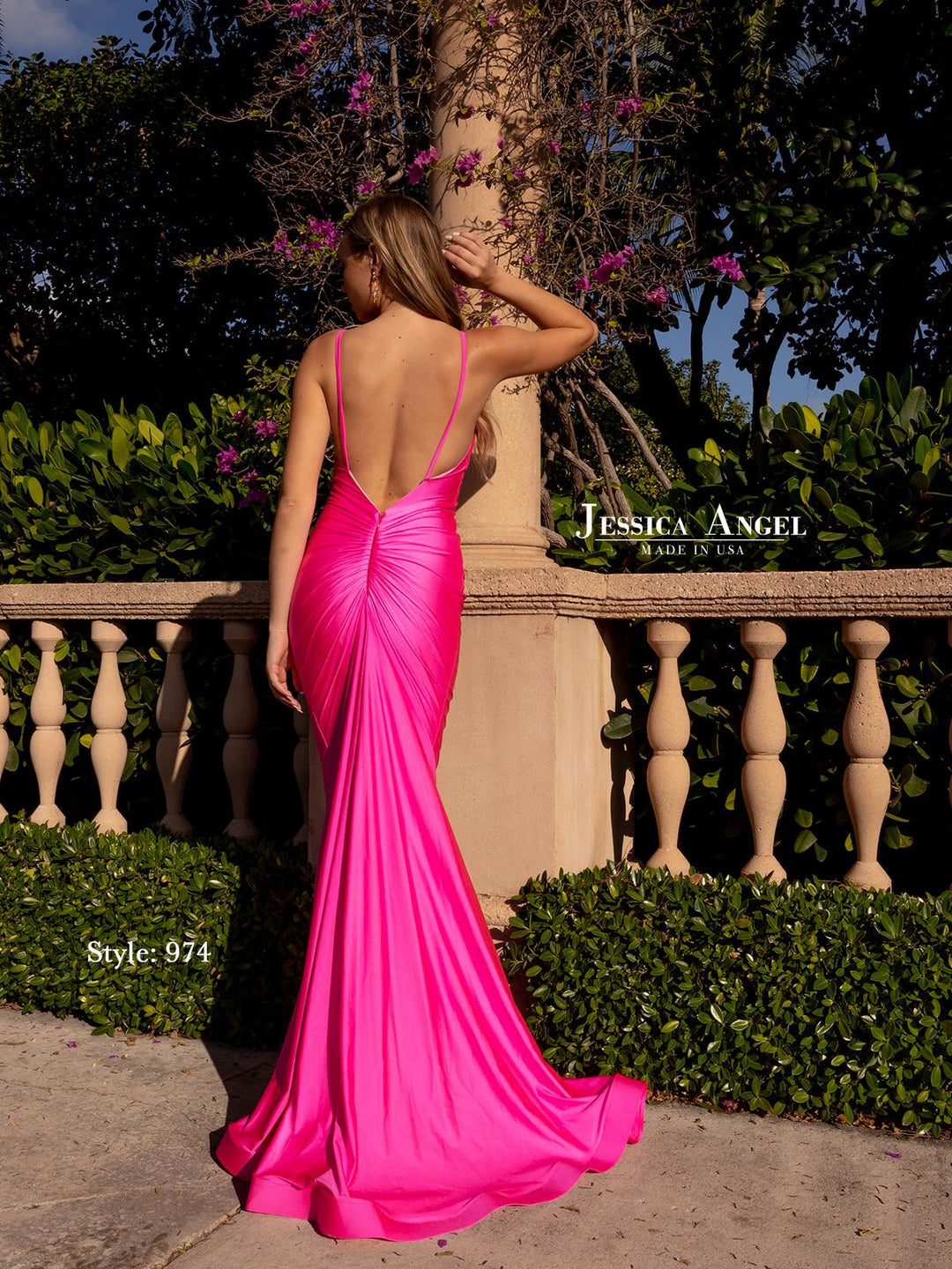 Jessica Angel 974 square neck ruched jersey mermaid gown alternate view 4