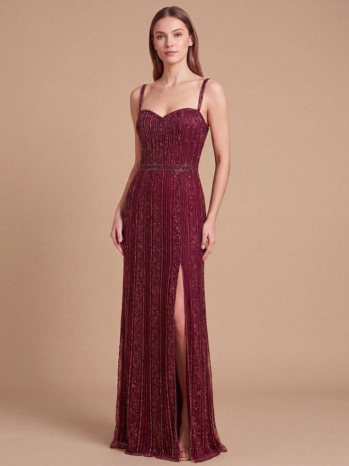 Lara 9917- Spaghetti Strap Beaded Gown - FOSTANI.com
