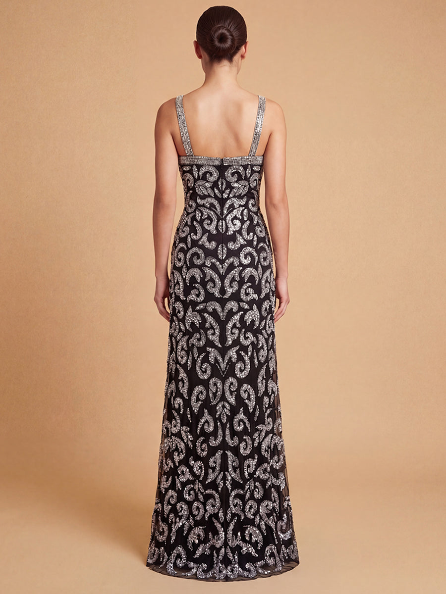 Lara 9922 Beaded Cross Halter Dress - FOSTANI.com