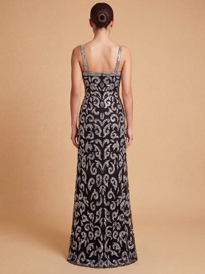 Lara 9922 Beaded Cross Halter Dress - FOSTANI.com
