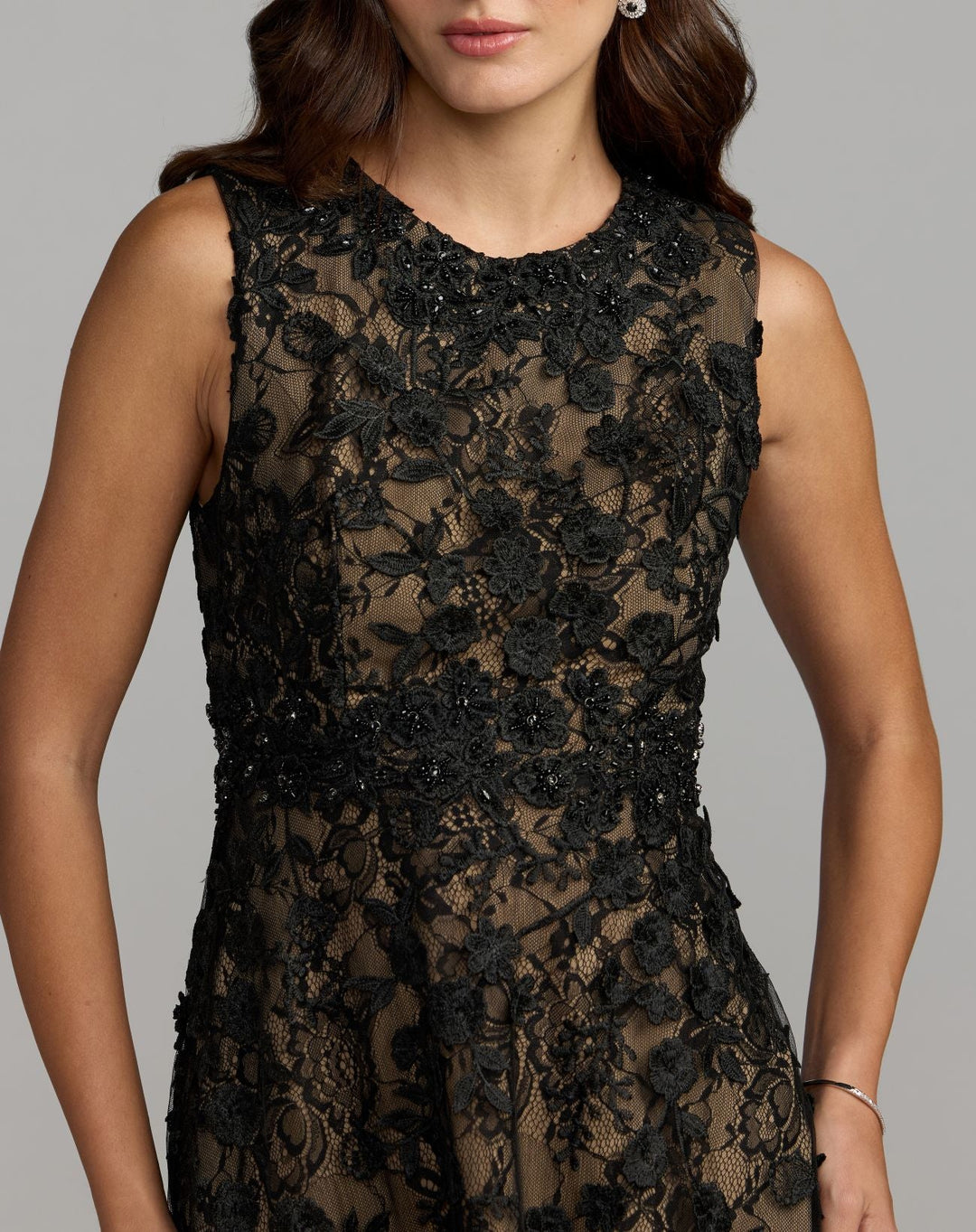 Mac Duggal 69192 Floral Embroidered High Neck Midi Dress