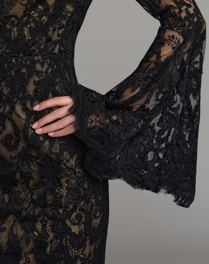 Mac Duggal 69425 Mock Neck Long Sleeve Lace Gown