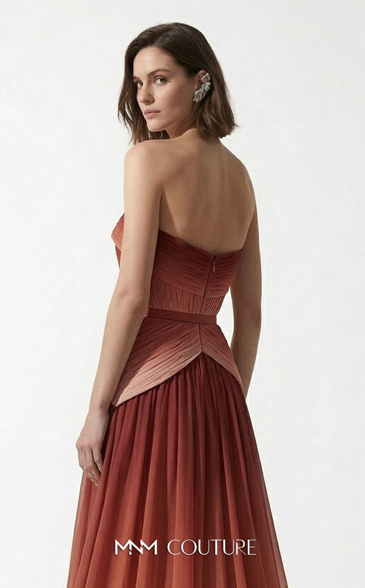 MNM Couture Style E0153 Ethereal Chiffon Strapless Empire A-Line Dress - FOSTANI.com