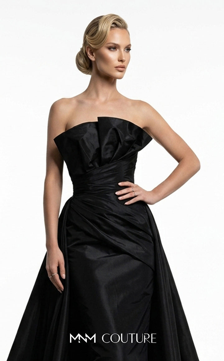 Fouad Sarkis F03006 Strapless Fan Neckline Gown with Overskirt