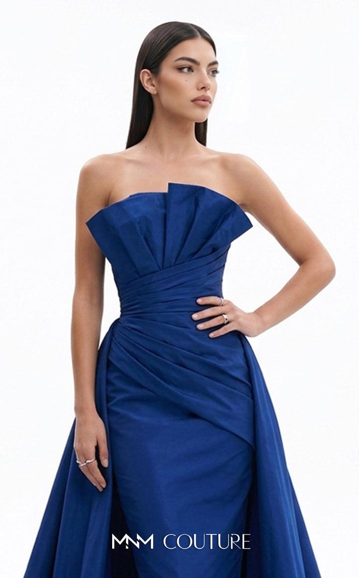Fouad Sarkis F03006 Strapless Fan Neckline Gown with Overskirt