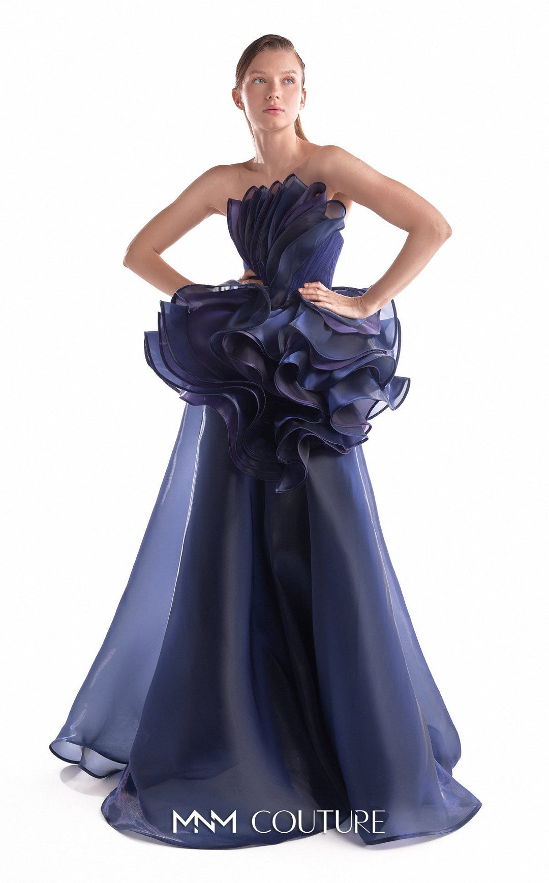 MNM Couture Style G2146: Three-Dimensional Organza Bloom Gown - FOSTANI.com