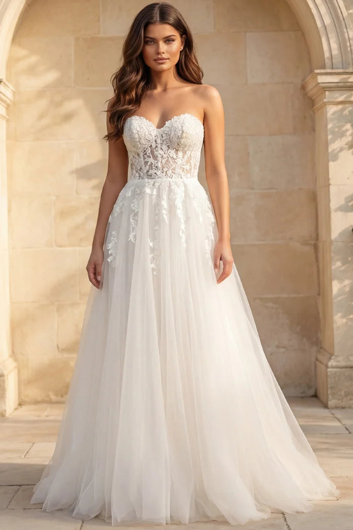 Jovani JB05361 Corset Bodice Strapless Wedding Dress