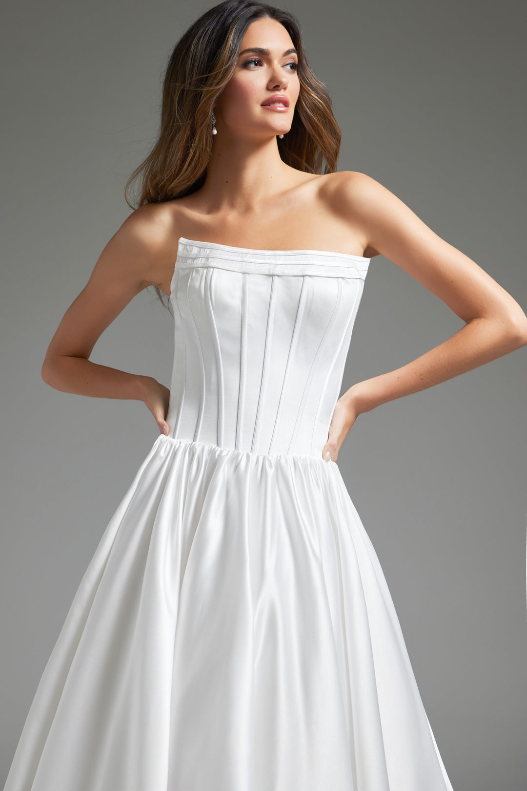 Jovani JB40784 Strapless A line Wedding Dress
