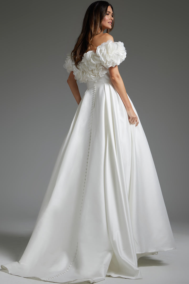 Jovani JB40795 off the Shoulder V Neck Wedding Dress