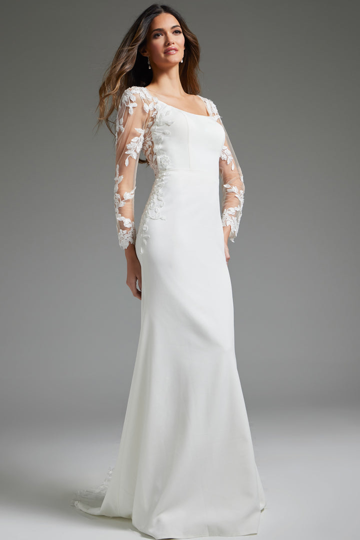 Jovani JB42297 Long Sleeve Sheath Bridal Dress