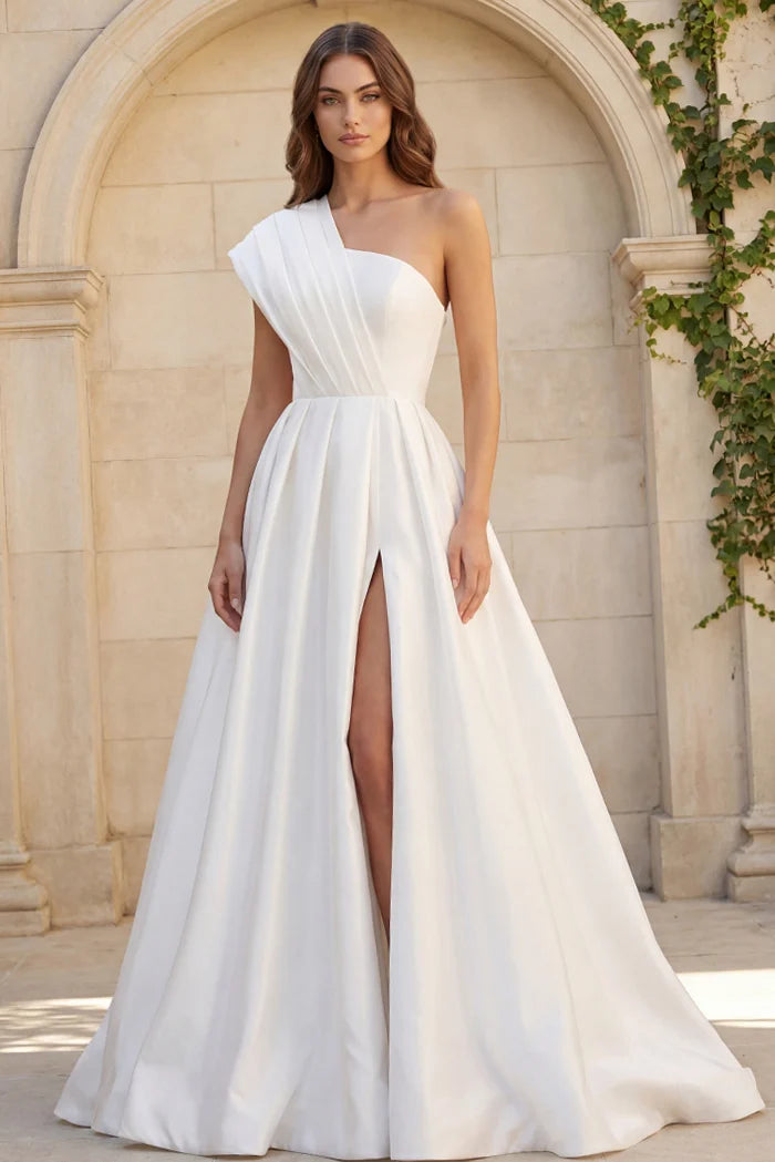 Jovani JB43278 One Shoulder Ball Gown With Soft Pleats
