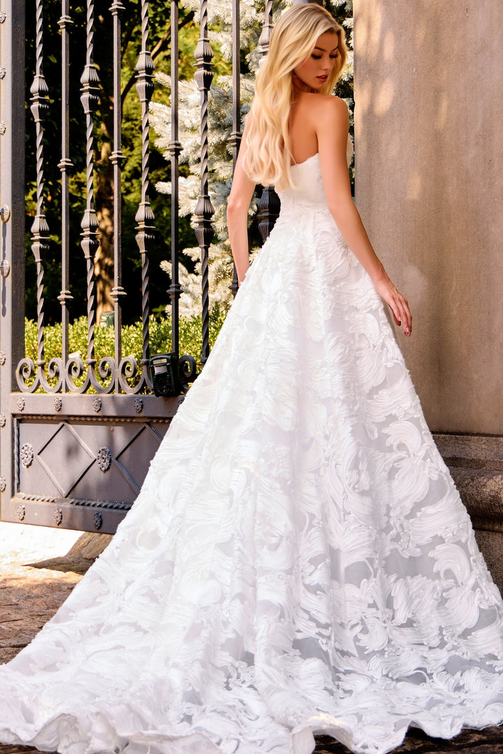 Jovani JB44115 Strapless Textured Ball Gown Wedding Dress