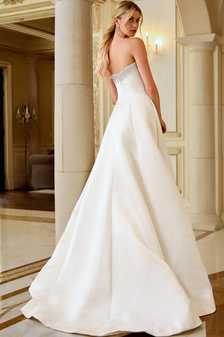 Jovani JB45132 Strapless Ball Gown Wedding Dress with Crystal Bodice