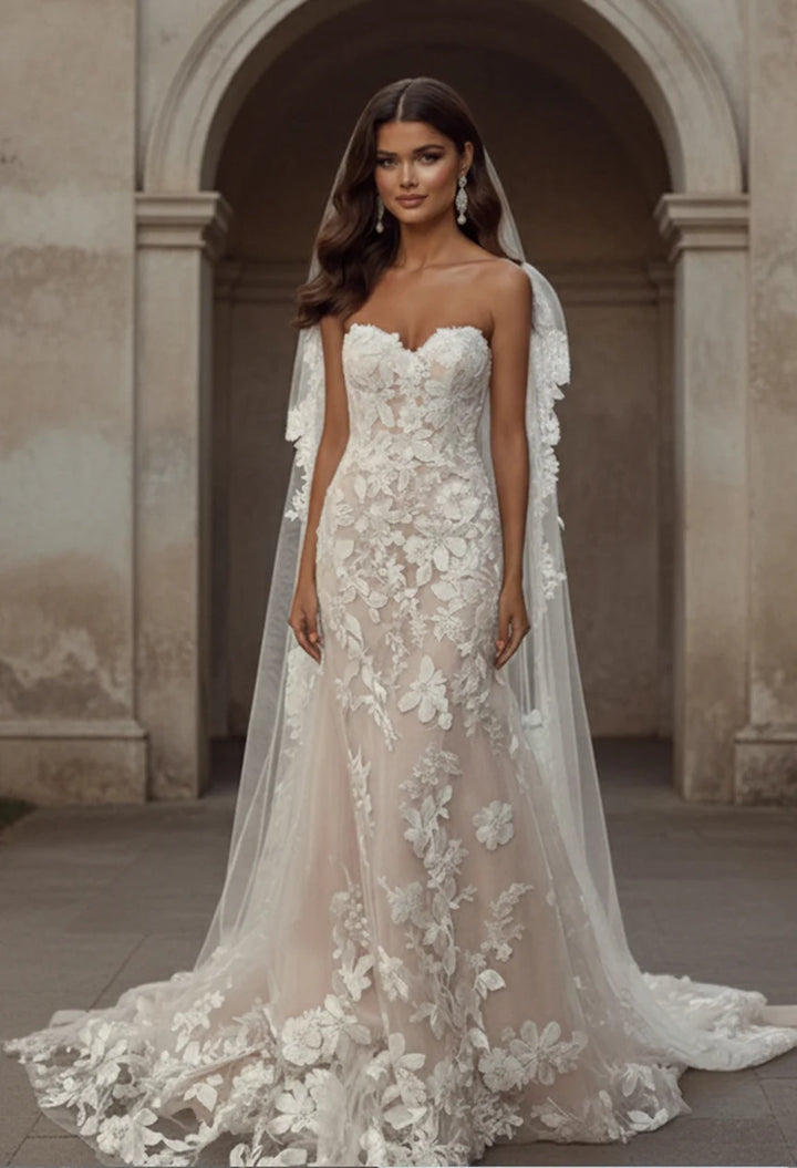 Jovani JB99063 Floral Lace Bridal Gown With Sparkle Tulle
