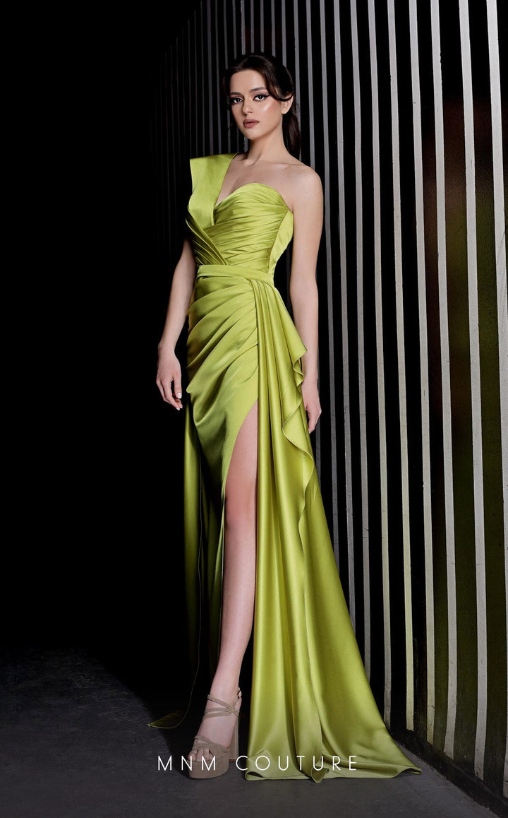 MNM Couture K3979 : Refined Sophistication with a Satin One-Shoulder Gown. - FOSTANI.com