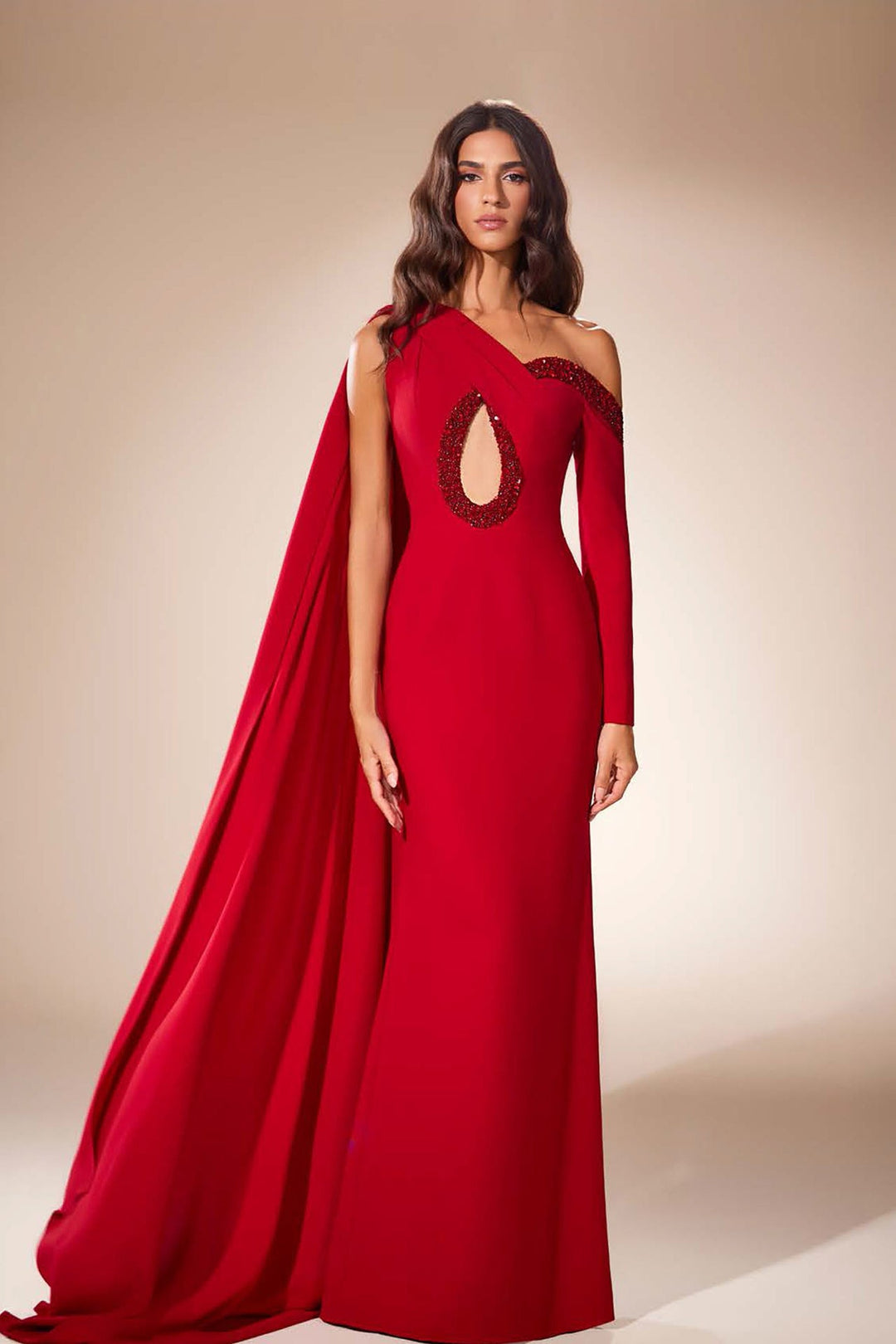 Cape-Back Column Dress - FOSTANI.com
