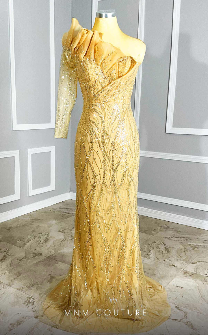 MNM Couture M1114 : Embroidered Asymmetrical Couture Tulle Gown - FOSTANI.com